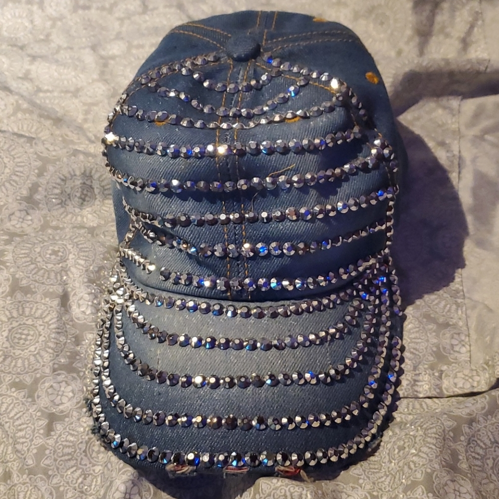 Bling sequin blue jeans hat
